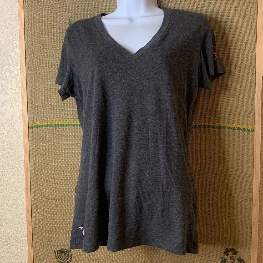 FOX RACING Gray V-Neck T-Shirt, ladies medium, great condition